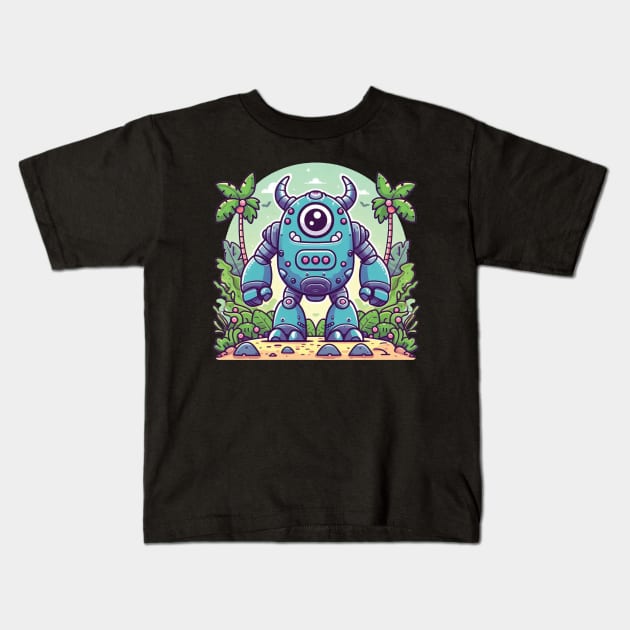 Happy Robot Kids T-Shirt by The Art-Mart